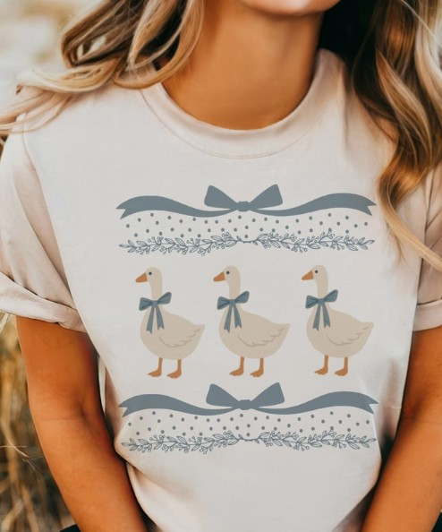 Blue Ribbon Geese Cream Tee