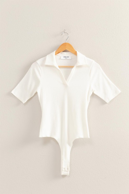 White Polo Short-sleeve Bodysuit