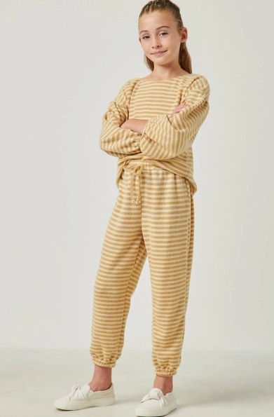 Girls' Mustard Stripe Jogger Set