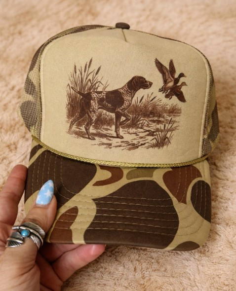 Duck Hunting Pointer Dog Camo Hat