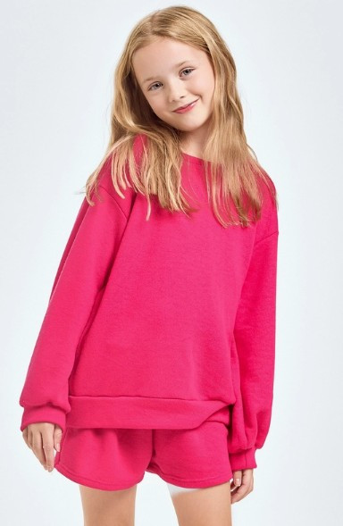 Girls' Hot Pink French Terry Shorts Set