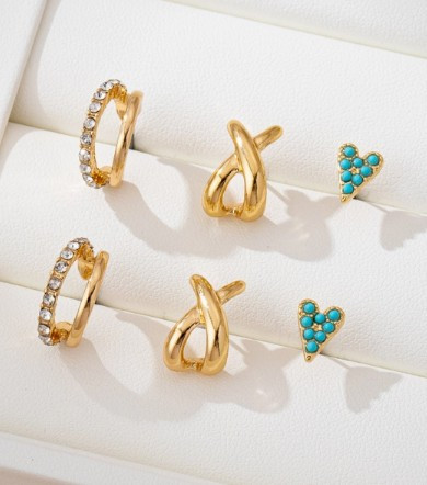 Turquoise & Crystal Trio Earrings Set