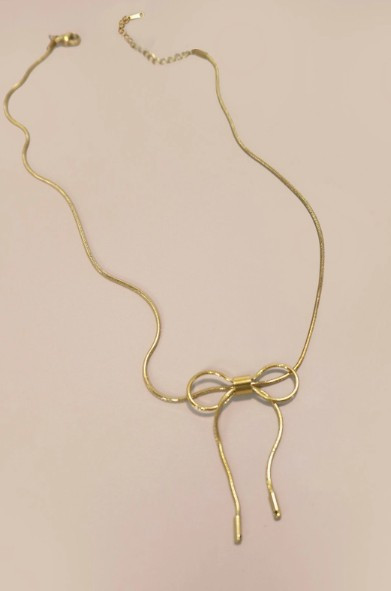 Gold Rope Bow Necklace