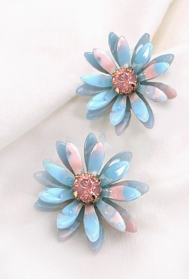 Blue Daisy Stud Earrings