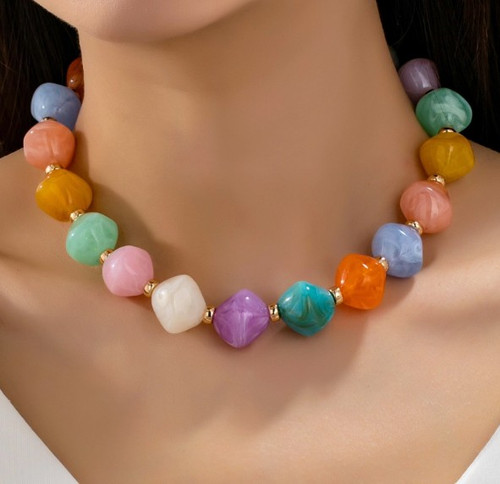 Pastel Chunky Bead Necklace