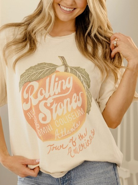 Rolling Stones Peach Off White Thrifted Tee
