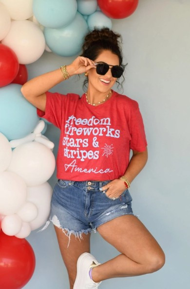 Freedom Fireworks Heather Red Tee