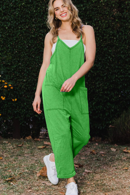 Washed Green Knit Jumpsuit