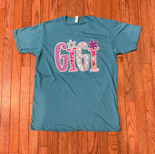 Gigi Wildflower Heather Aqua Tee
