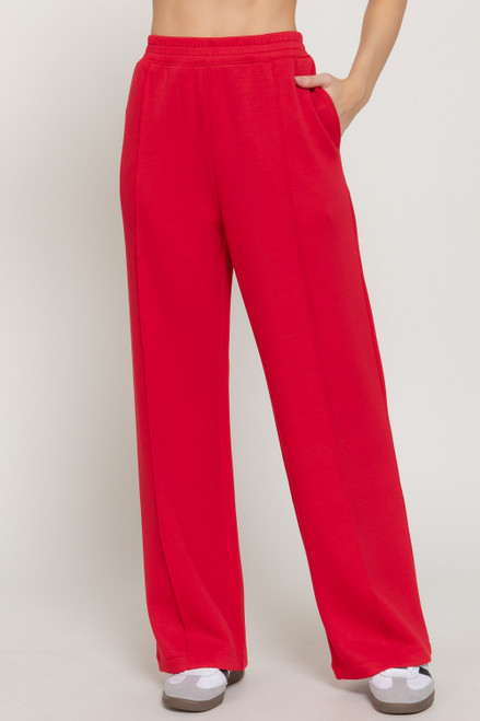 Red Soft Modal Wide Leg Pants