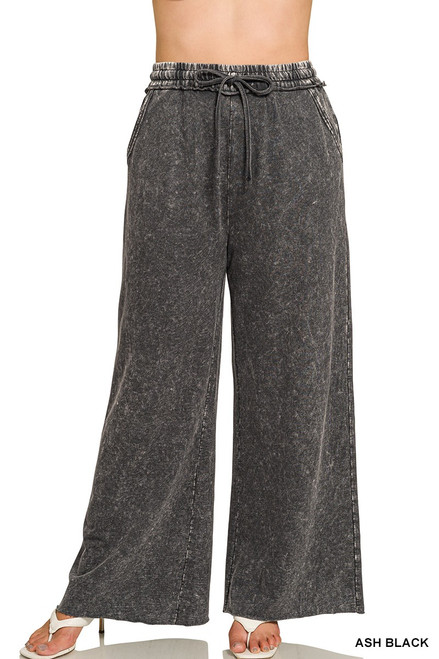 Ash Black Washed French Terry Plus Sweatpants