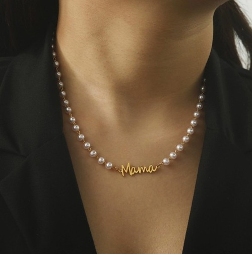 Mama Pearl Gold Chain Necklace