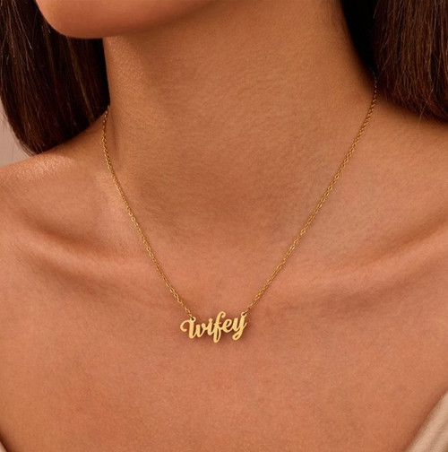 Wifey Gold Pendant Necklace
