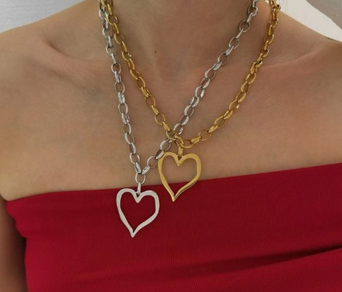 Open Heart Chain Necklace