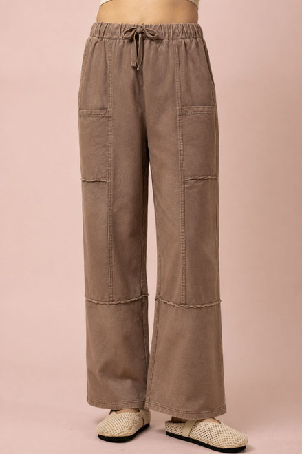 Mocha Mineral Wash Cargo Pants