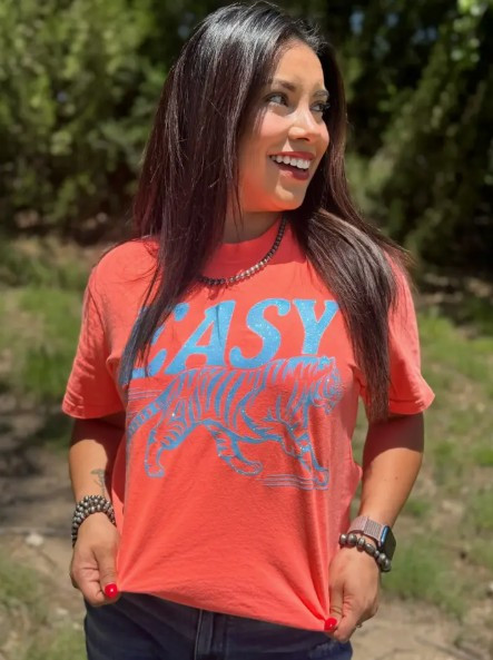 Easy Tiger Turquoise Glitter Puff Tee