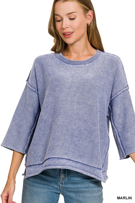 Marlin Washed 3/4 Sleeve Sweater