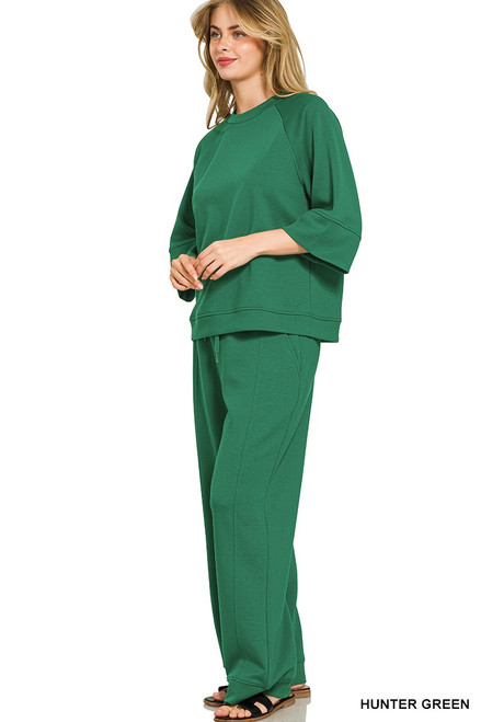 Hunter Green 3/4 Sleeve Pullover & Pants Set