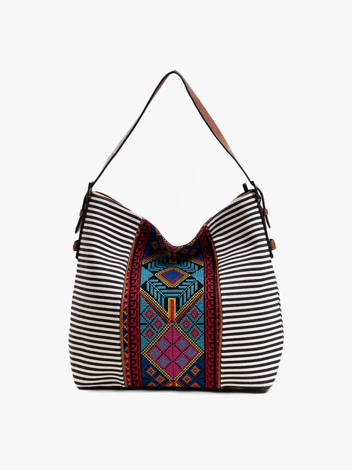 Ember Black Stripe Aztec Hobo Bag