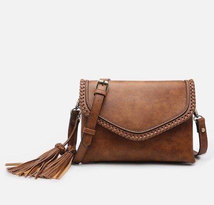 Sloane Brown Whipstitch Crossbody Bag
