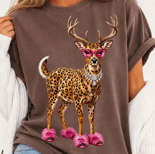 Leopard Deer Espresso Comfort Color Tee