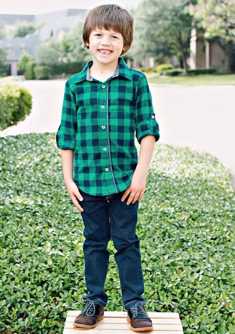 RuggedButts Navy & Emerald Plaid Button-down Shirt