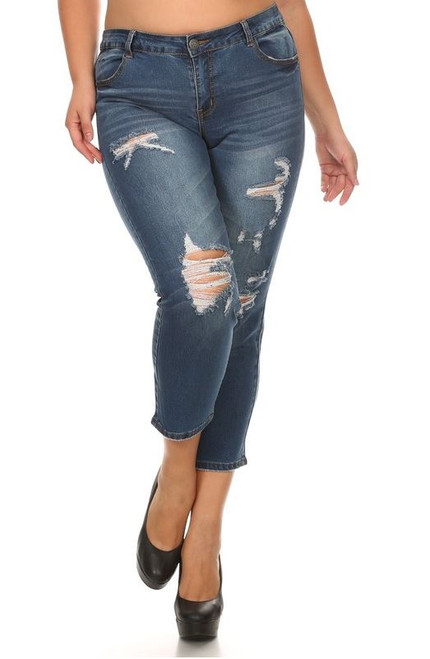 R & R Distressed Denim Plus Jeans