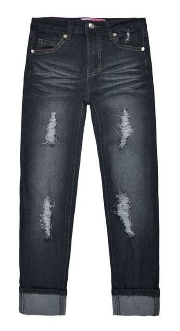 Little Girls' Dark Denim Distressed Jeans