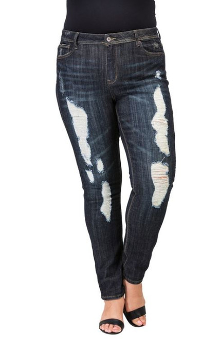 Dark Distressed Plus Skinny Jeans