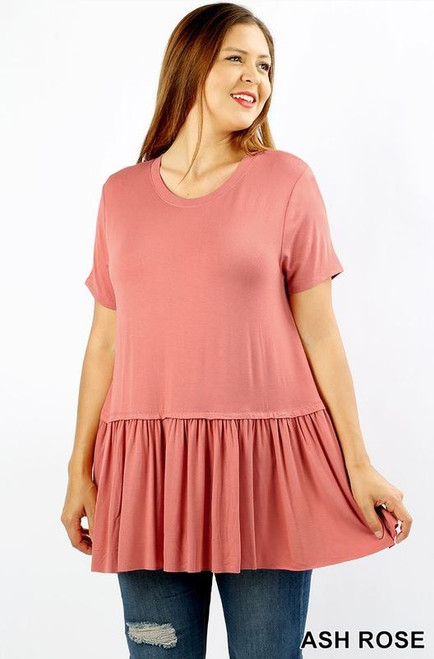 Ash Rose Ruffle Bottom Plus Tunic