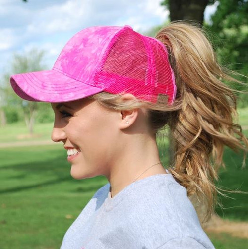 CC Pink Tie Dye Ponytail Cap