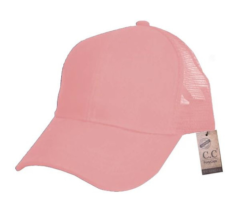 CC Light Pink Mesh-back Ponytail Cap