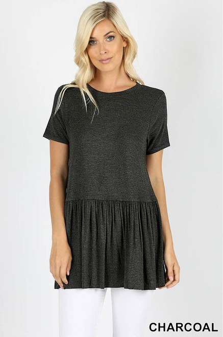 Charcoal Ruffle Bottom Tunic