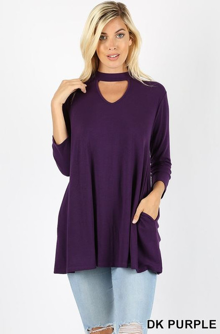 Dark Purple Choker Neck Top