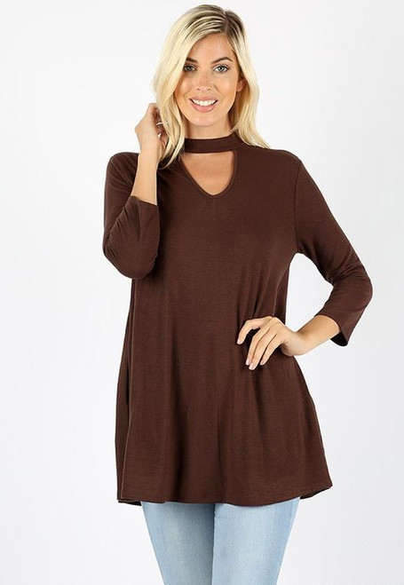Brown Choker Neck Top
