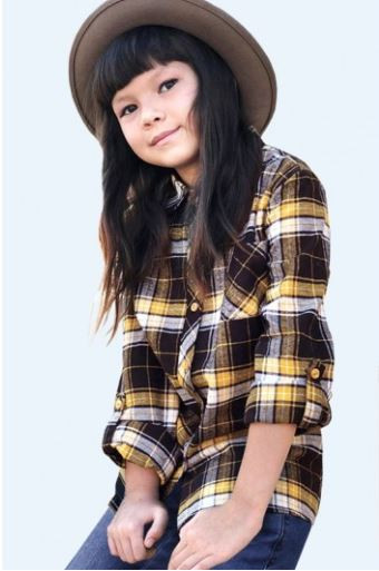 Girls' Yellow Flannel Button-down Top