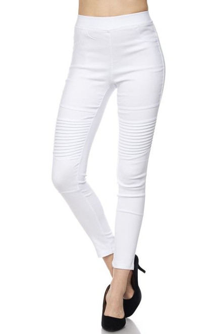 White Moto Leggings