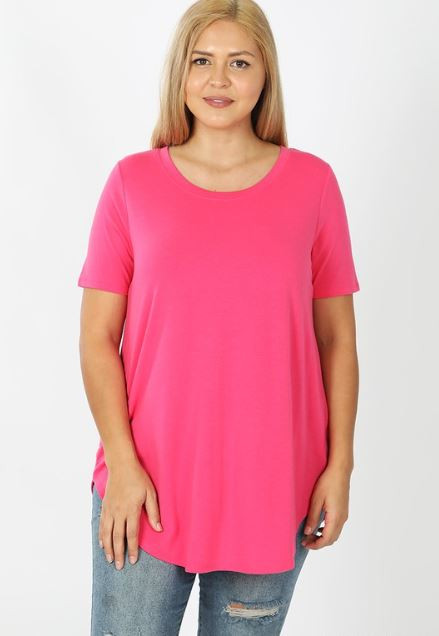 Fuchsia Scoop Neck Plus Top