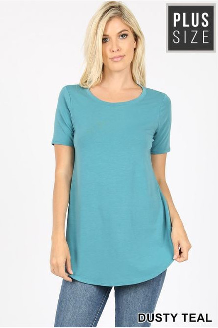 Dusty Teal Scoop Neck Plus Top