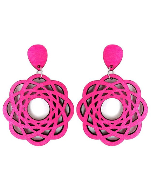 Fuchsia Flower Wooden Earrings