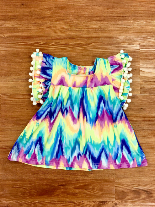 Chevron Print Pom Pom Tunic