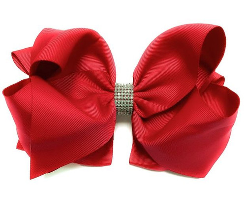 7.5" Red Rhinestone Hairbow