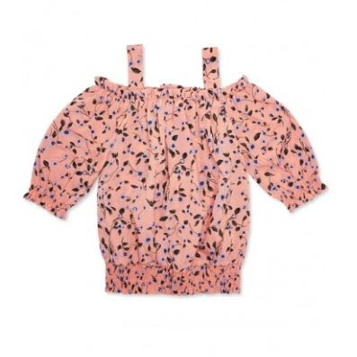 Toddler Girls' Off-shoulder Pink Floral Top
