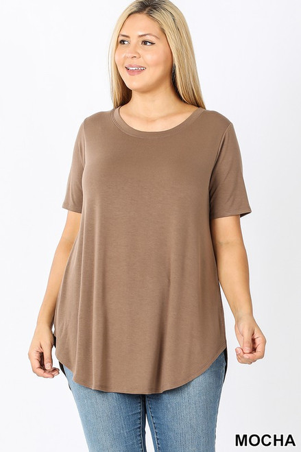 Mocha Scoop Neck Plus Top