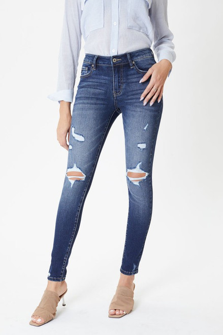 KanCan Twyla Dark Distressed Skinny Jeans