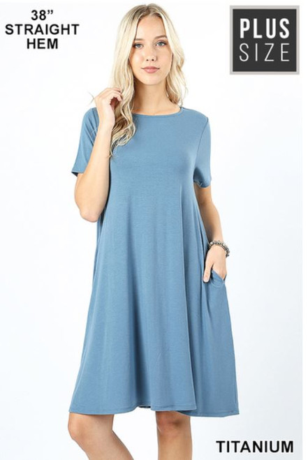 Titanium Short-sleeve Plus Flare Dress