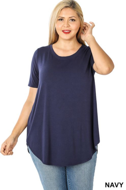 Navy Scoop Neck Plus Top