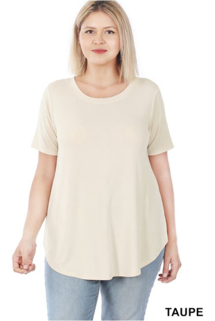 Taupe Scoop Neck Plus Top