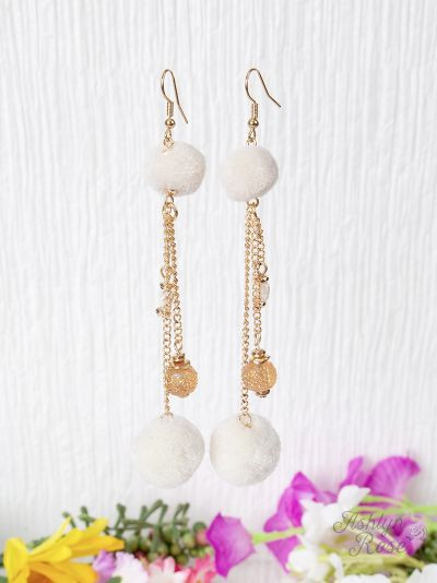 Double the Pom Cream Earrings