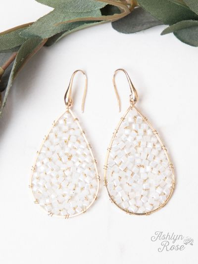 Dream Weaver Iridescent White Earrings